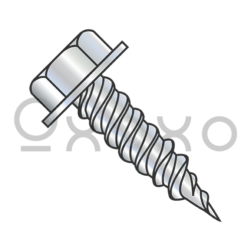 1/4-10X3/4  Unslotted Indented Hex Washer 3/8"Across The Flats F/T Self Piercing Scew Zinc