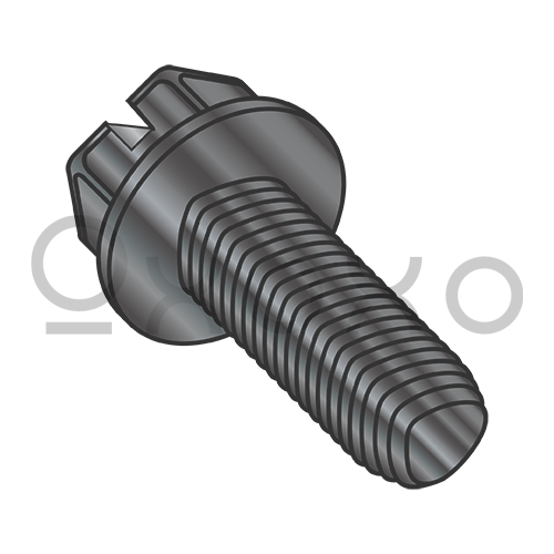 8-32X5/8  Slot Ind hexwash Taptite Alt Thread Roll Full Thd .0002 Hex Black Zinc Bake Wax