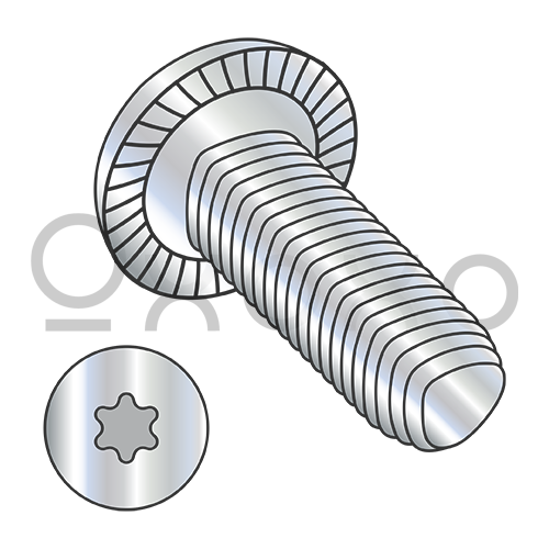 4-40X1/4  6 Lobe Pan Serrated Alt Thread Roll Screw Fully Threaded Zinc Bake & Wax