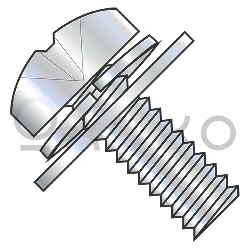 4-40X1/4  Phillips Pan Split Lock & Regular Flat Washer Sems Fully Threaded Zinc Bake