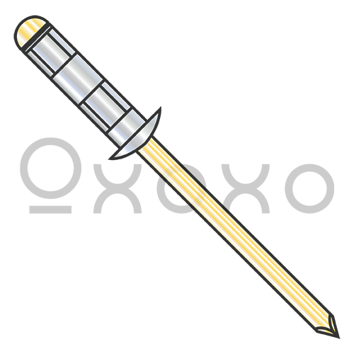 3/16X.039-.354  Steel Fix Dome Rivet Zinc, Zinc Yellow Mandrel
