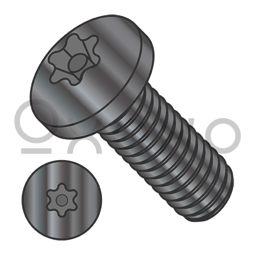 8-32X3/8  6 Lobe Pin-In Button Head Security M/S Full Thrd 18-8 Stain Steel Black Oxide
