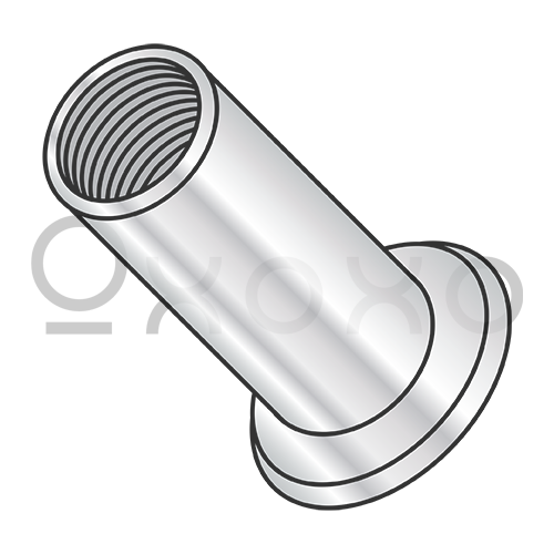 M4X0.7X2.00  Metric Flat Head Rivet Nut Aluminum Cleaned and Polished NON-RIBBED