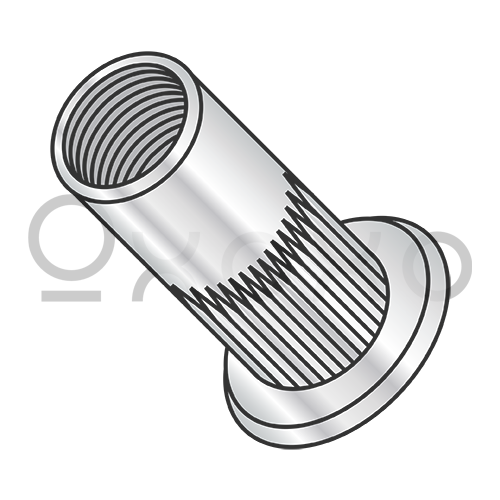 6-32-.080  Flat Head Ribbed Threaded Insert Rivet Nut Aluminum Cleaned and Polished