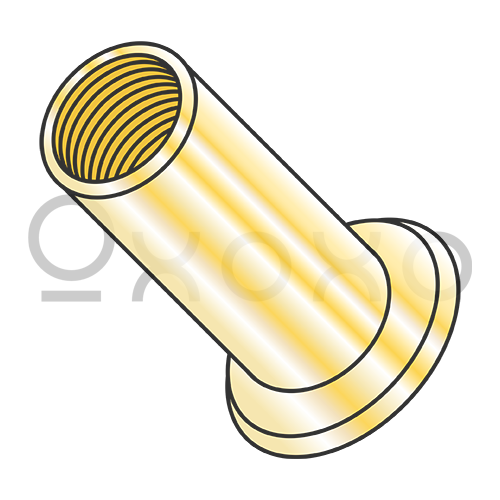 M4X0.7X2.00  Metric Flat Head Round Open-End Rivet Nut Steel Zinc Yellow Dichromate