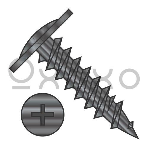 8X1/2  Phillips Modified Truss Head Fine Thread Drywall Screw Fully Threaded Black Ox