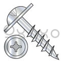 8-11X1 1/2  Square Phillips Drive Round Washer #10 Head Deep Thread Wood Screw P/T Zinc Bake