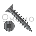 6-13X1  Flat Head Nibbed Square Drive Deep Thread Wood Screw Type 17 Full Thrd Black Ox