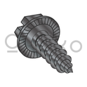 10-16X1/2  Indent Hex Washer Slot Self Tapping Screw Type A B Serrated Full Thread Black Ox