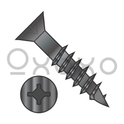 8X3  Square Phillips Drive Flat Head no Nibs DeepThread Wood Screw 2/3 Thrd Black Ox