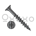 6-13X1  Phillips Flat Head with Nibs Deep Thread Wood Screw with Type 17 Point Black Ox
