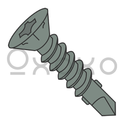 8-18X2 1/4  Phillips Flat with Nibs and Wings Self Drill Screw Full Thread Ceramic Green
