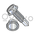 1/4-20X1  Unslot Ind Hexwasher Serrated Self Drilling Screw Full Thread Zinc Bake