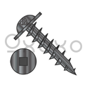 8X7/8  Square Drive Round Washer Head Deep Thread Wood Screw Type 17 Full Thrd Black Ox