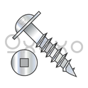 10-9X1 1/4  Square Drive Round Washer Head Deep Thread Wood Screw 2/3 Thread Zinc Bake