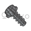 8-18X3/8  Unslotted Indent Hex Washer Self Tapping Screw Type B Full Thread Black Oxide