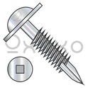 8-9X1 1/4  Square Round Washer Pocket Face Frame Screw Type17 Partial Thread ZincBake