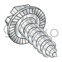 8-18X3/8  Indent Hex Washer Slot Self Tap Screw AB Serrated Full Thd 18-8 Stainless St