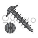 8-11X1  6 Lobe Round Washer Head Deep Thread Wood Screw Type 17 Full Thread Black Oxide
