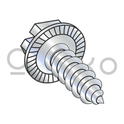 8-15X1  Slotted Indent Hex Washer Serrated Self Tap Screw Type A Full Thread Zinc Bake
